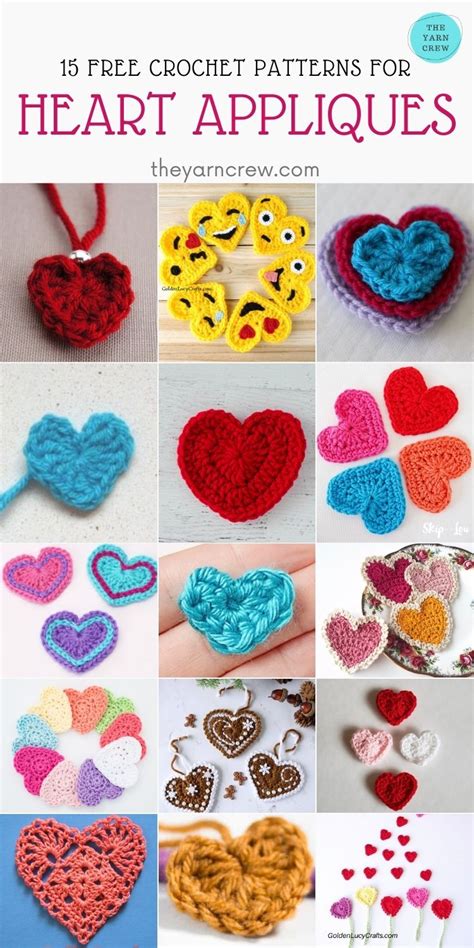 15 Free Crochet Heart Appliques Patterns The Yarn Crew