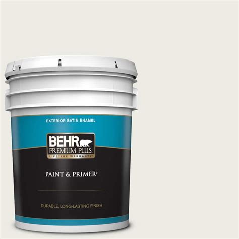 Behr Premium Plus 5 Gal Ppu24 14 White Moderne Satin Enamel Exterior