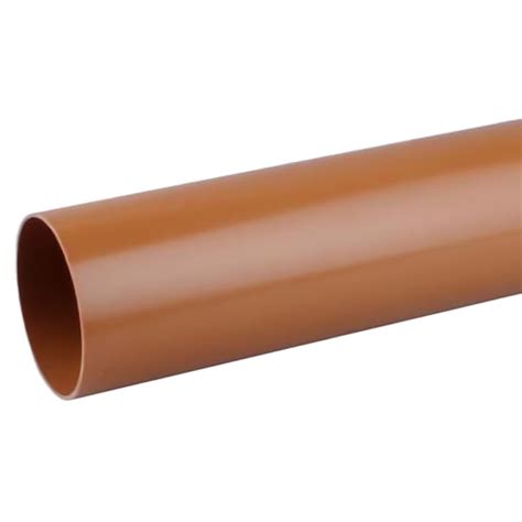 Polypipe Drain Plain Ended Pipe 3m Brown