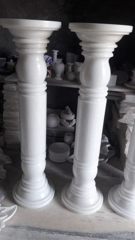 Round Polished White Marble Stand Pillers Size X X At Rs