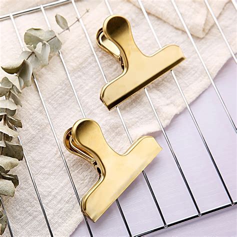 2pcs Stainless Steel Gold Plated Decorative Paper Clips Binder Clip