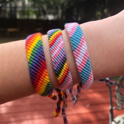 Custom Lgbtq Double Pride Flag String Bracelet Etsy