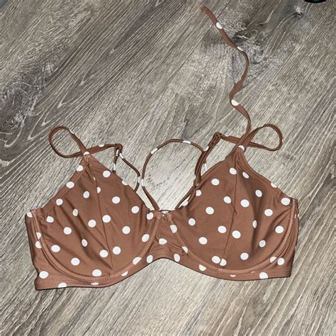 Walmart Swim Nobo Brown And White Polka Dot Bikini With Adjustable Straps Poshmark