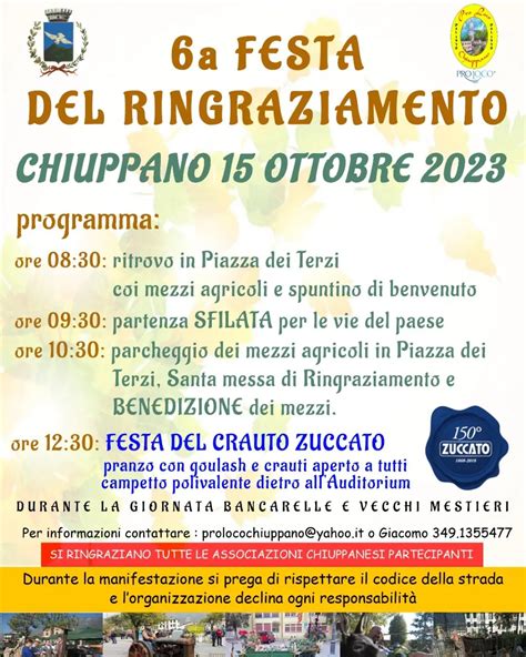 Festa Del Ringraziamento A Chiuppano Pro Loco Vicentine