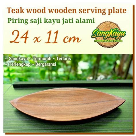 Jual Piring Kayu Jati Unik 24 X11cm Wooden Serving Plate Tray Nampan