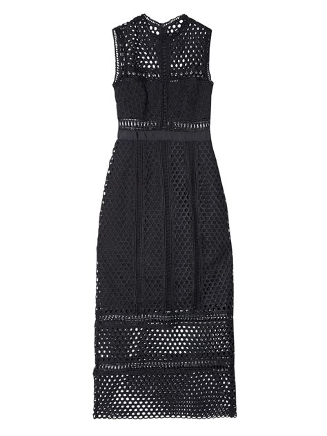 Lyst Self Portrait Panelled Sleeveless Lace Midi Dress In Black