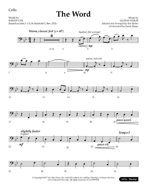 The Word Choral Anthem Satb Cello Sheet Music Pdf Lifeway Choral