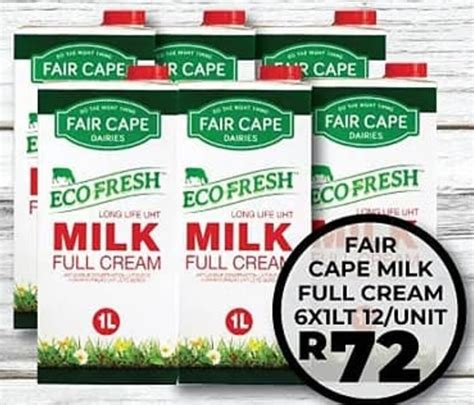 Fair Cape Milk Full Cream 6x1lt Offer At 1UP