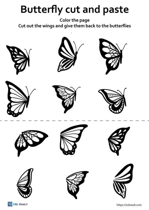 5 Free Butterfly Cut And Paste Printables ESL Vault