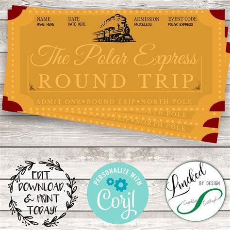 Editable The Polar Express Ticket Event Tickets Editable Etsy Polar