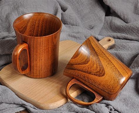 280ml Handmade Wooden Coffee Mug Tea Cup With Handle Wood Etsy