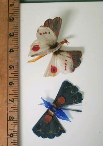 Two Threaded Spun Glass Butterfly Moth Ornaments Antique Price Guide