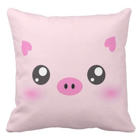 Cute Pig Face Kawaii Minimalism Throw Pillow Zazzle Cute Pigs