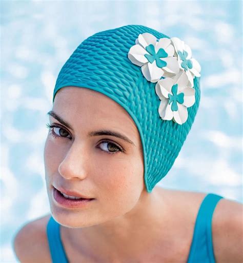 Retro Style Swim Cap Fashy Swimming Hat With Flower Detail Vintage