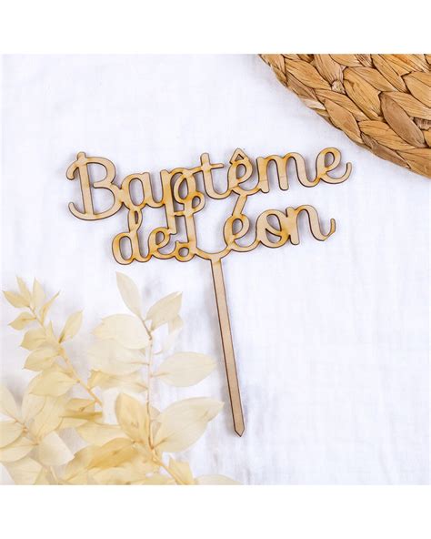 Cake Topper Bapt Me En Bois Personnalis Moderne Ourson C Lin