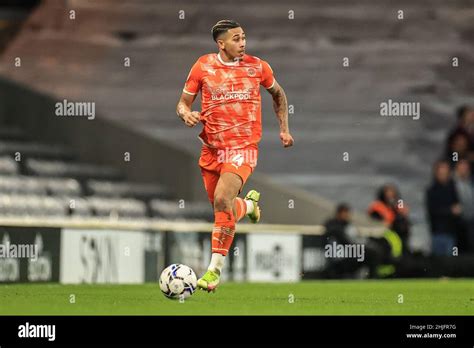 Jordan Lawrence Gabriel 4 Of Blackpool Breaks With The Ball Stock