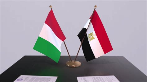 Egypt And Italy Country Flags Animation Politics And Business Deal Or