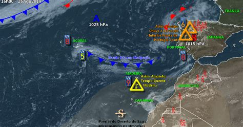 Tempo nas ilhas 25Ago2019 Frente fria em dissipação poderá trazer