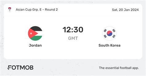 Jordan Vs South Korea Live Score Predicted Lineups And H2h Stats