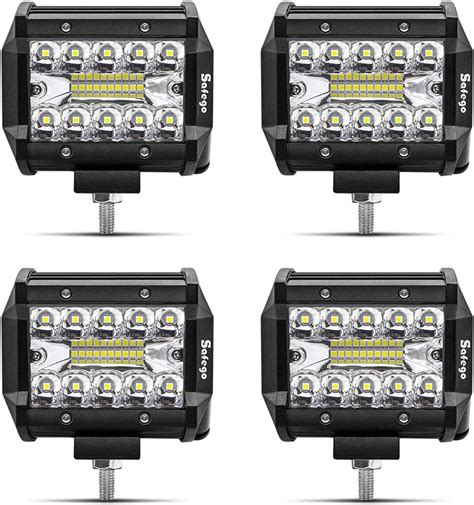 Safego LED Pods Light Bar 4Pcs 4 Inch 60W 1260LM Triple Row Waterproof