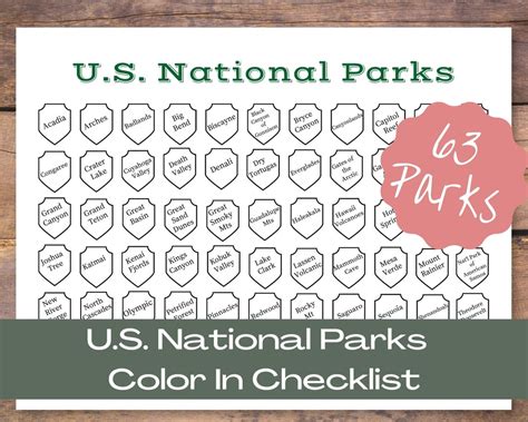 US National Parks Printable United States National Parks - Etsy