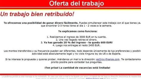 Un Ejemplo De Una Falsa Oferta De Trabajo Que Circula Por La Red Abc Es