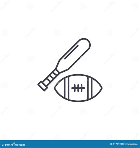 Bat American Football Linear Icon Concept Bat American Football Line