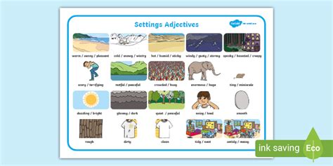 Editable Settings Adjective Word Mat Teacher Made Twinkl