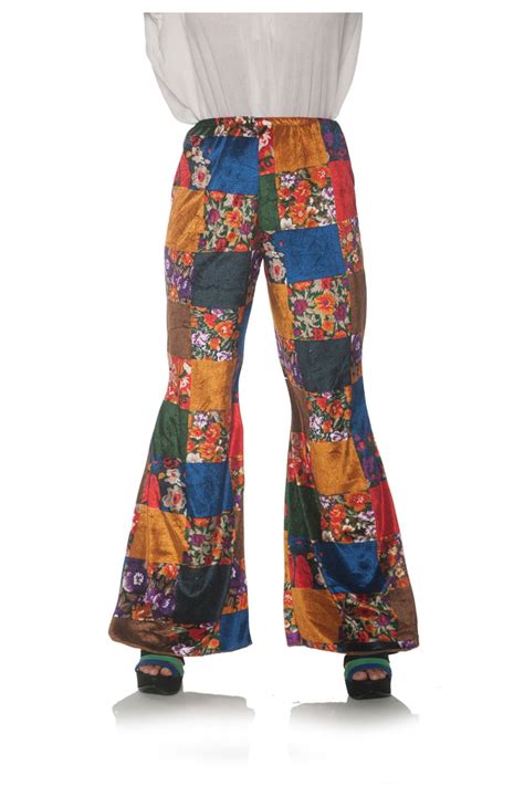 70s Patchwork Womens Adult Disco Costume Bell Bottoms Pants S M