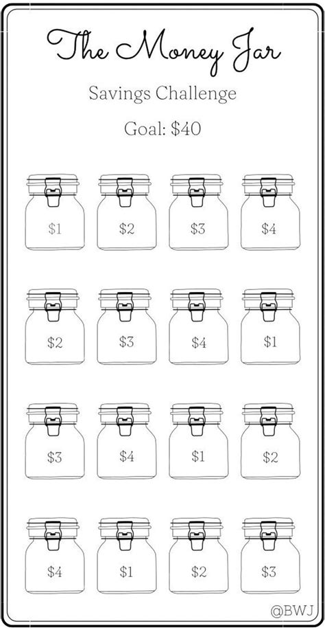 Mini Sfida Di Risparmio La Sfida Di Risparmio Del Barattolo Di Denaro
