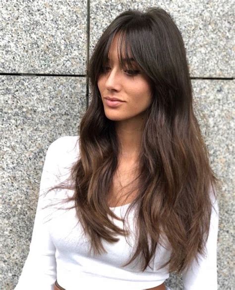 Brown Hair With Fringe Brown Hair Inspo Long Brown Hair Long Hair