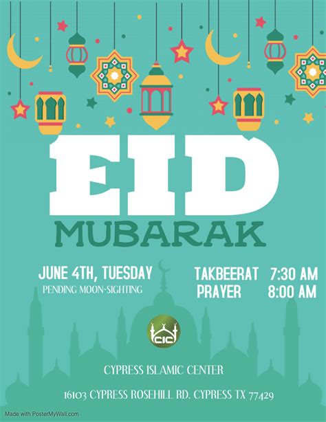 Eid ul Fitr (pending moon sighting) – Cypress Islamic Center