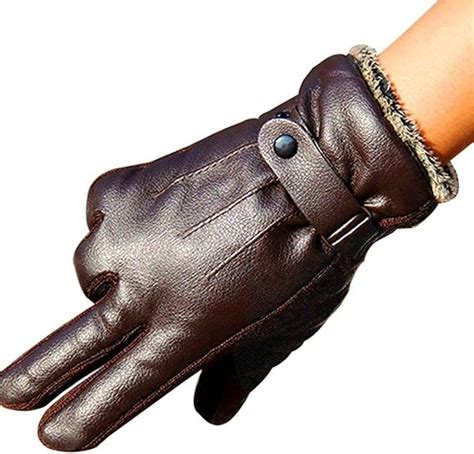 Guantes De Piel De Oveja De Piel De Cuero Hombre Invierno Oto O Guantes