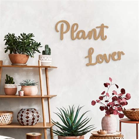 Mdf Deko D Schriftzug Plant Lover Natur Wall Art De