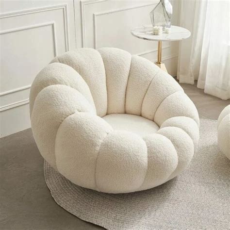 Fauteuil DAISY Coquillage Tissu Bouclette En Blanc Stellameubles