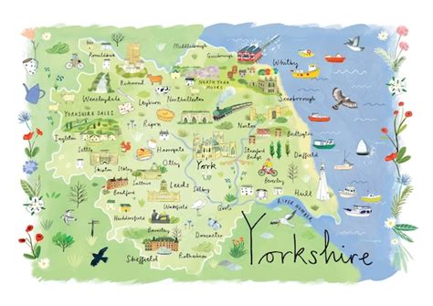 Art & Collectibles Drawing & Illustration Digital Yorkshire map ...