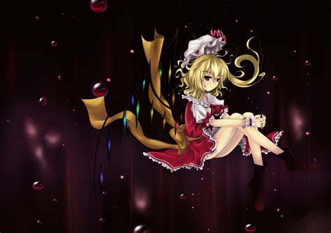 Blonde Hair Cloudyr Flandre Scarlet Hat Red Eyes Touhou Vampire Wings