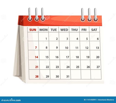 Desc Calendar Cartoon Style Design Stock Illustration Illustration