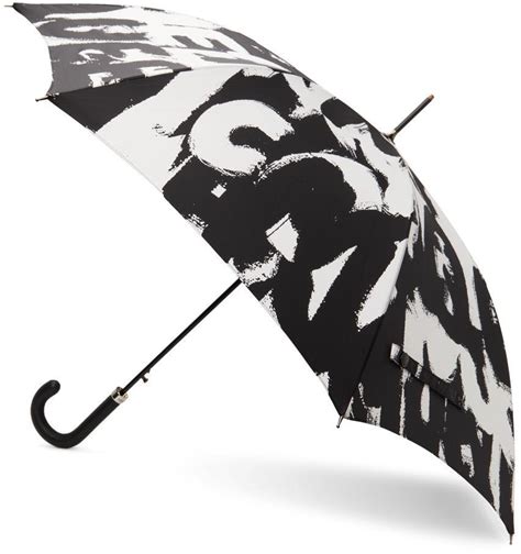 Alexander Mcqueen Black White Graffiti Umbrella Alexander Mcqueen