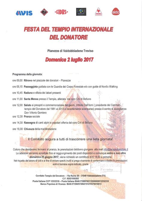 Festa Del Tempio Internazionale Del Donatore Luglio Tempio