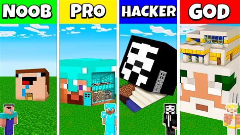 Minecraft Battle Noob Vs Pro Vs Hacker Vs God Inside Head House Base