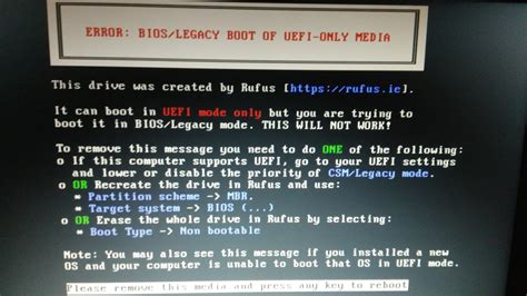 How To Fix Bios Legacy Boot Of Uefi Only Media When Booting From A Usb