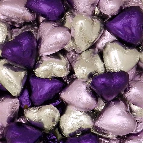 Milk Chocolate Hearts Purple Lilac And Silver 500g 57 Pieces