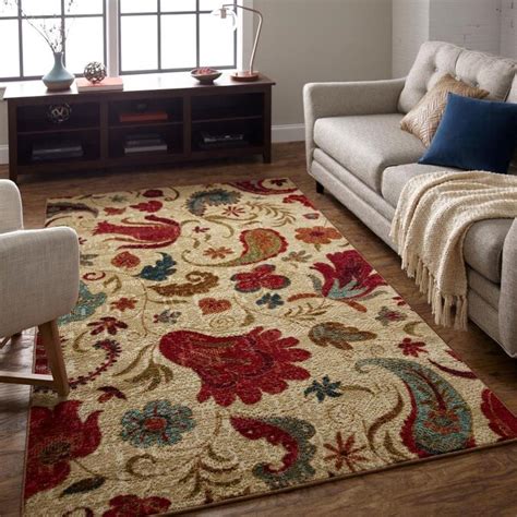 Mohawk Home Strata 4 X 6 Red Indoor Floralbotanical Tropical Area Rug