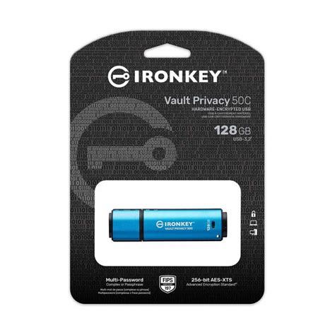 Kingston IronKey Vault Privacy 50 Flash Drive USB3 2 Type C 128GB