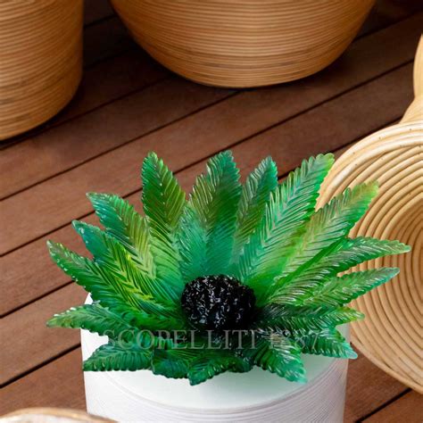 New Daum Centerpiece Green Palm Beach Limited Edition