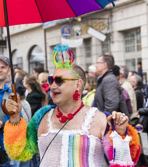 2019 A Handsome Older Man Attending The Gay Pride Parade Also Known As