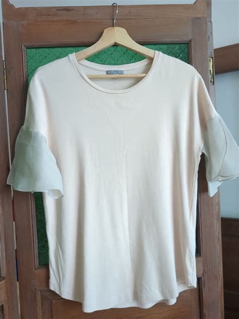 Cos Nude Tee With Flutter Sleeves Women S Fashion Tops Shirts On