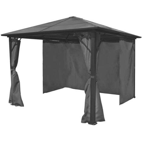 Gazebo Con Tenda Antracite In Alluminio 300x300 Cm