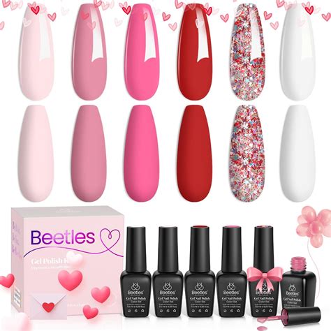 Amazon Beetles Pink Gel Nail Polish Set Colors Pink Gel Polish Nail Kit Red Nude Pink
